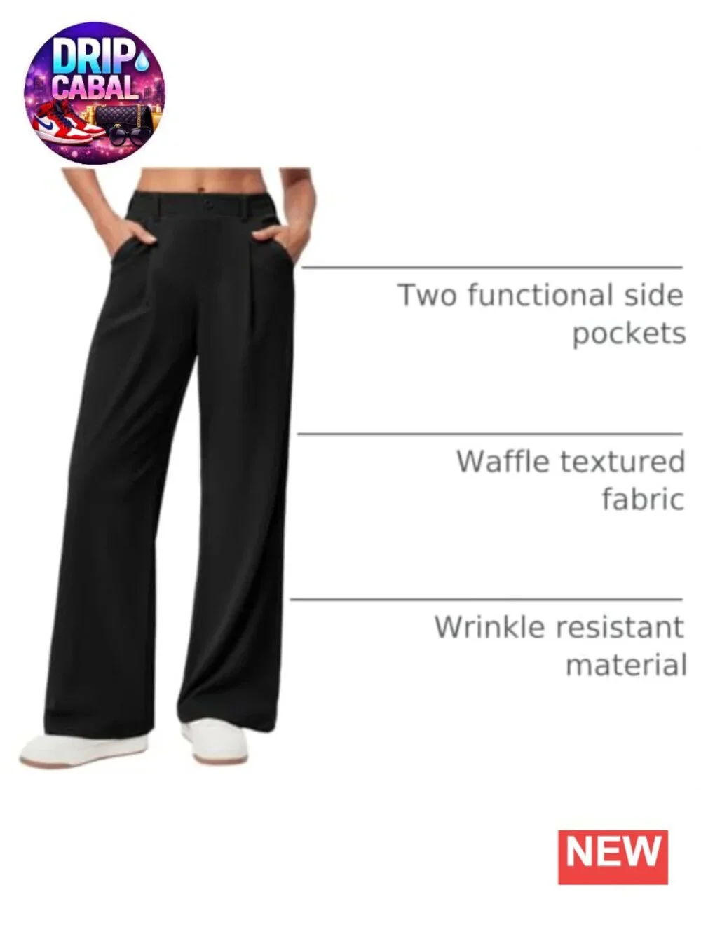 Wide Leg Waffle Stretch Dress Pants High Rise Pleated Casual Work Trousers